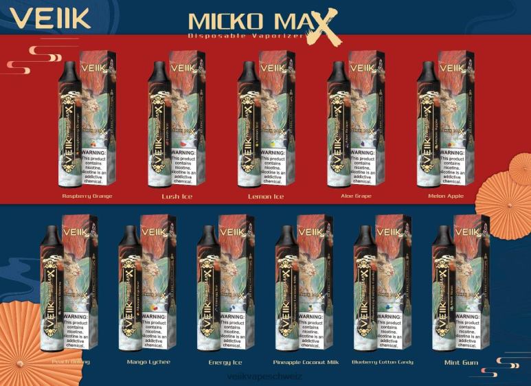 VEIIK Micko MAX Einweg-Vaporizer mit 1500 Zügen 842VL51 - VEIIK 7000 Schweiz Pfirsich-Oolong