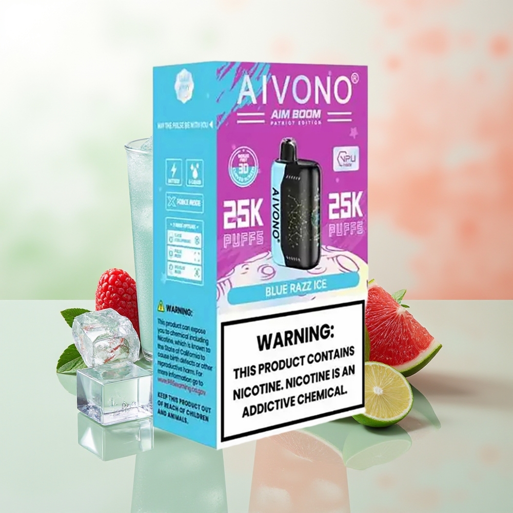 Aivono Aim Boom 25000 Puffs Blauer Himbeer Eis Typ-C Aufladung 650mAh
