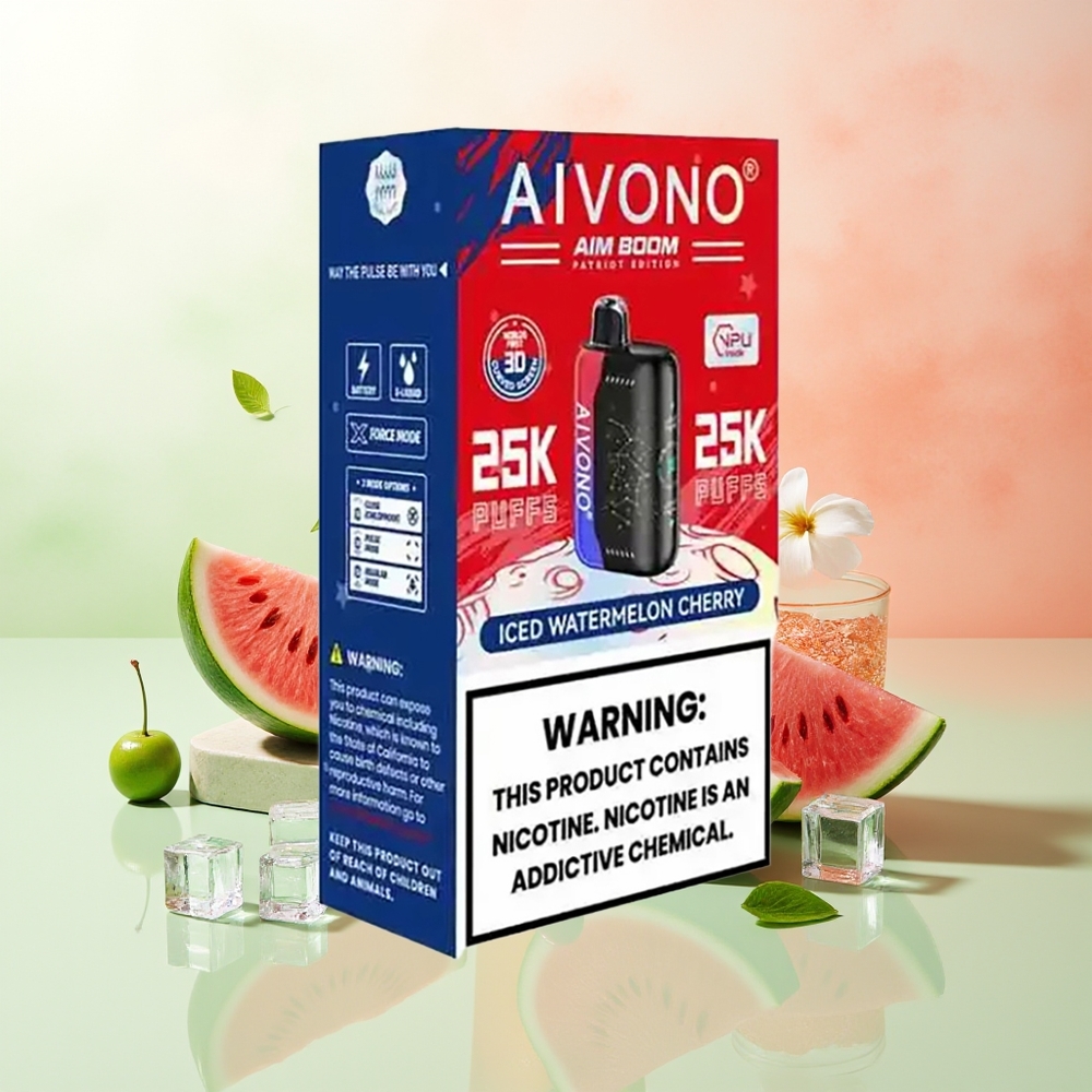 Aivono Aim Boom 25000 Züge Eisige Wassermelone-Kirsche 28ml 650mAh Typ-C