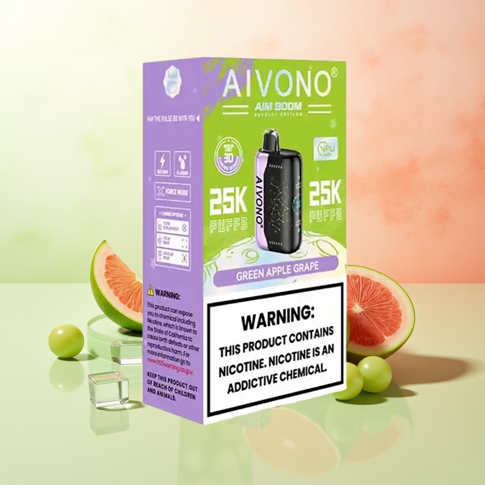 Aivono Aim Boom 25000 Züge Grüner Apfel Traube Typ-C 28ml 650mAh 1.2 Ohm Mesh