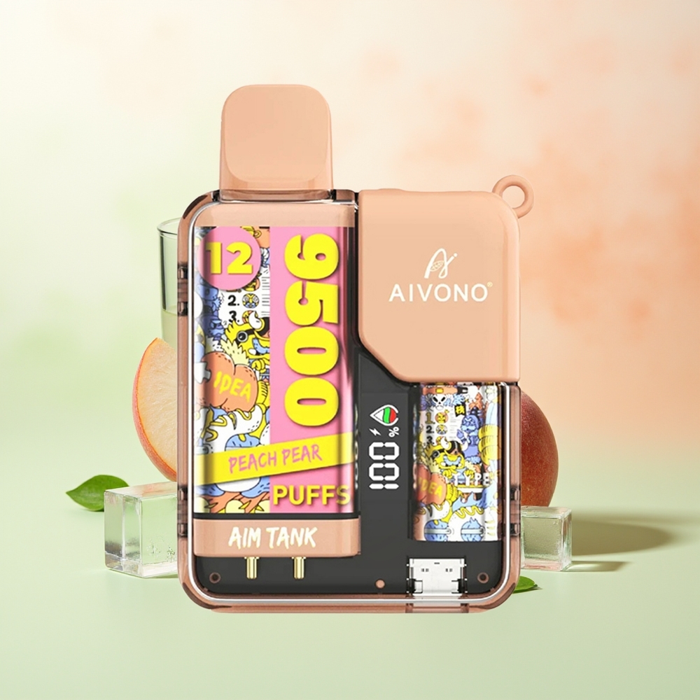 Aivono Aim-Tank 9500 Züge Pfirsich-Birne 18ml 650mAh LCD 1.2ohm Mesh