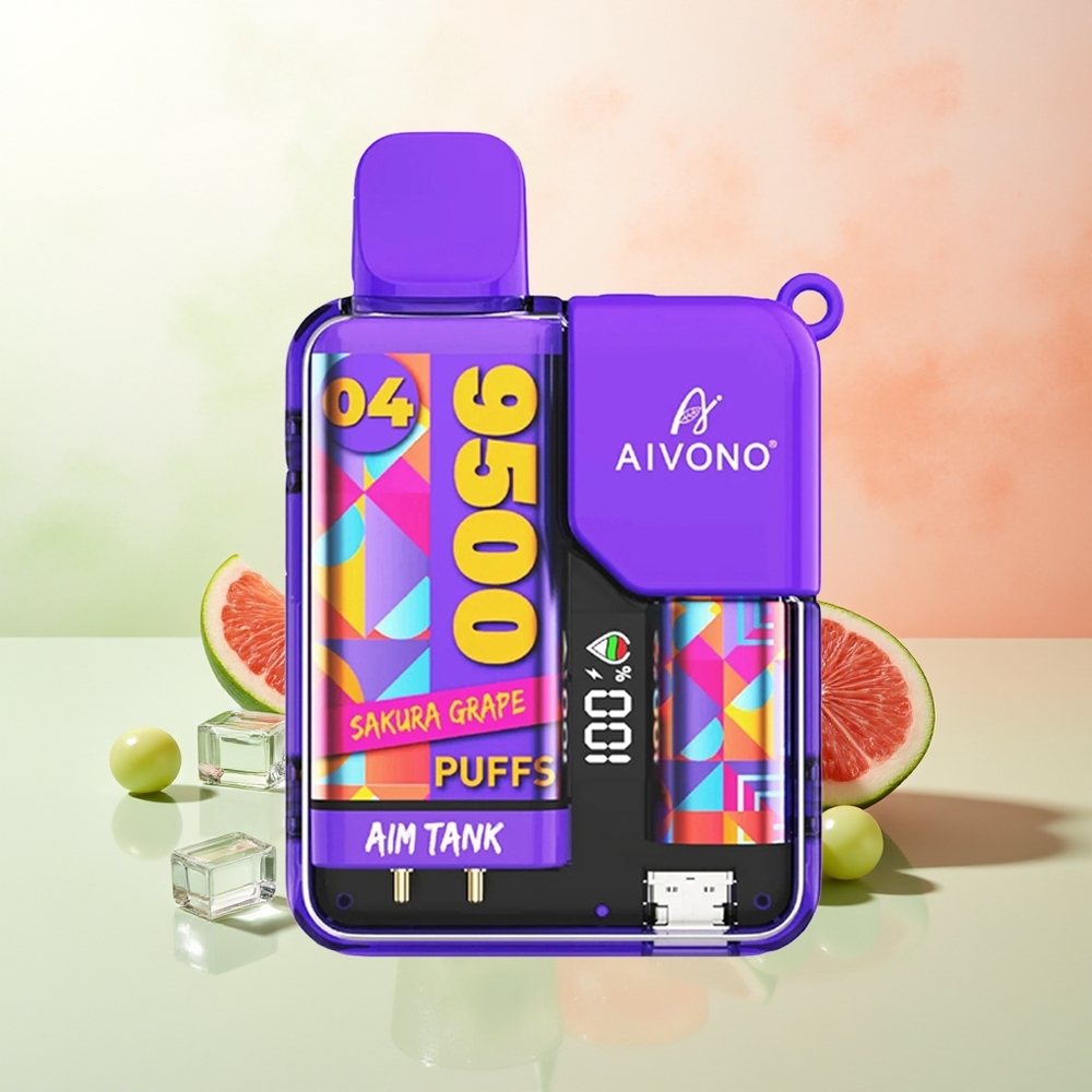 Aivono Aim-Tank 9500 Züge Sakura Traube 18ml 650mAh LCD Mesh 1.2ohm