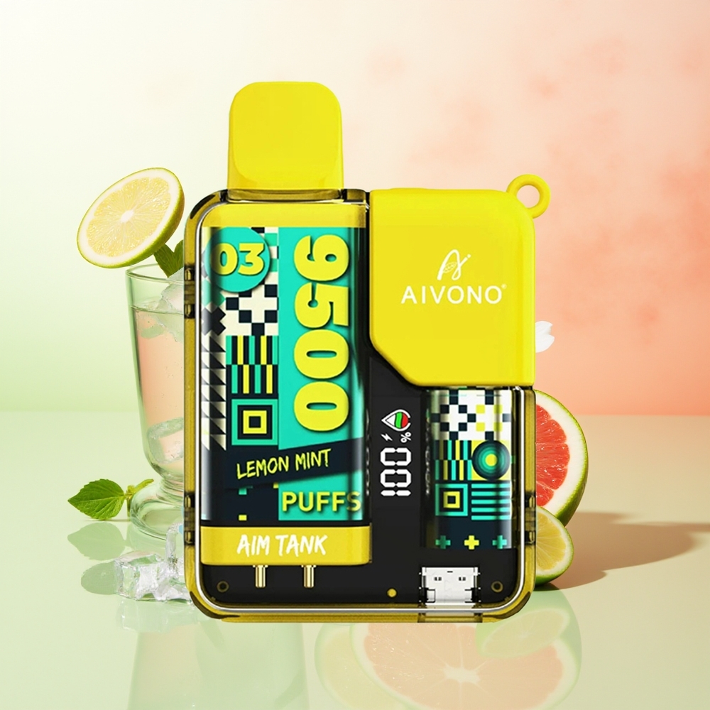 Aivono Aim-Tank 9500 Züge Zitrone Minze 18ml 650mAh LCD Mesh