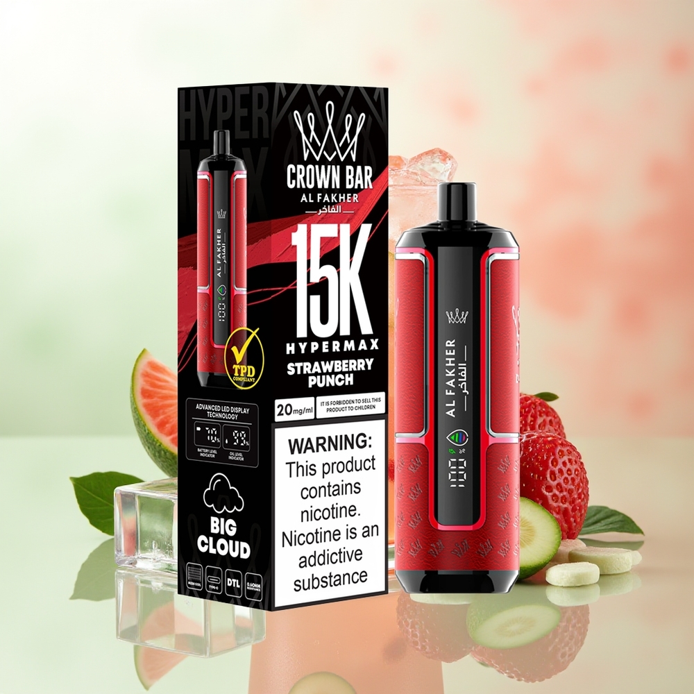 Al Fakher Crown Bar 15K Erdbeer-Punch Hypermax Wegwerf-Vape Kit 22ml 600mAh Typ-C DTL 6mg/ml