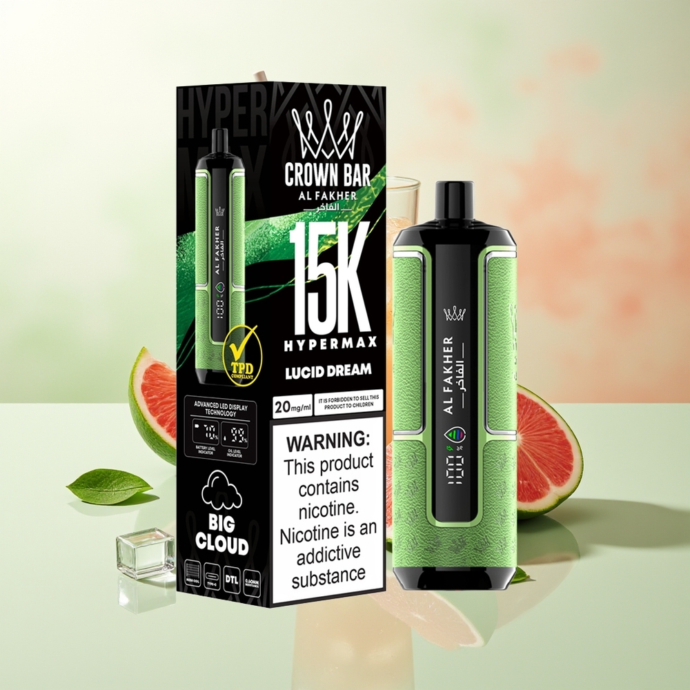 Al Fakher Crown Bar 15K Hypermax Wegwerf-Vape-Kit Luzider Traum 22ml 600mAh Typ-C DTL 6mg/ml Kompakt