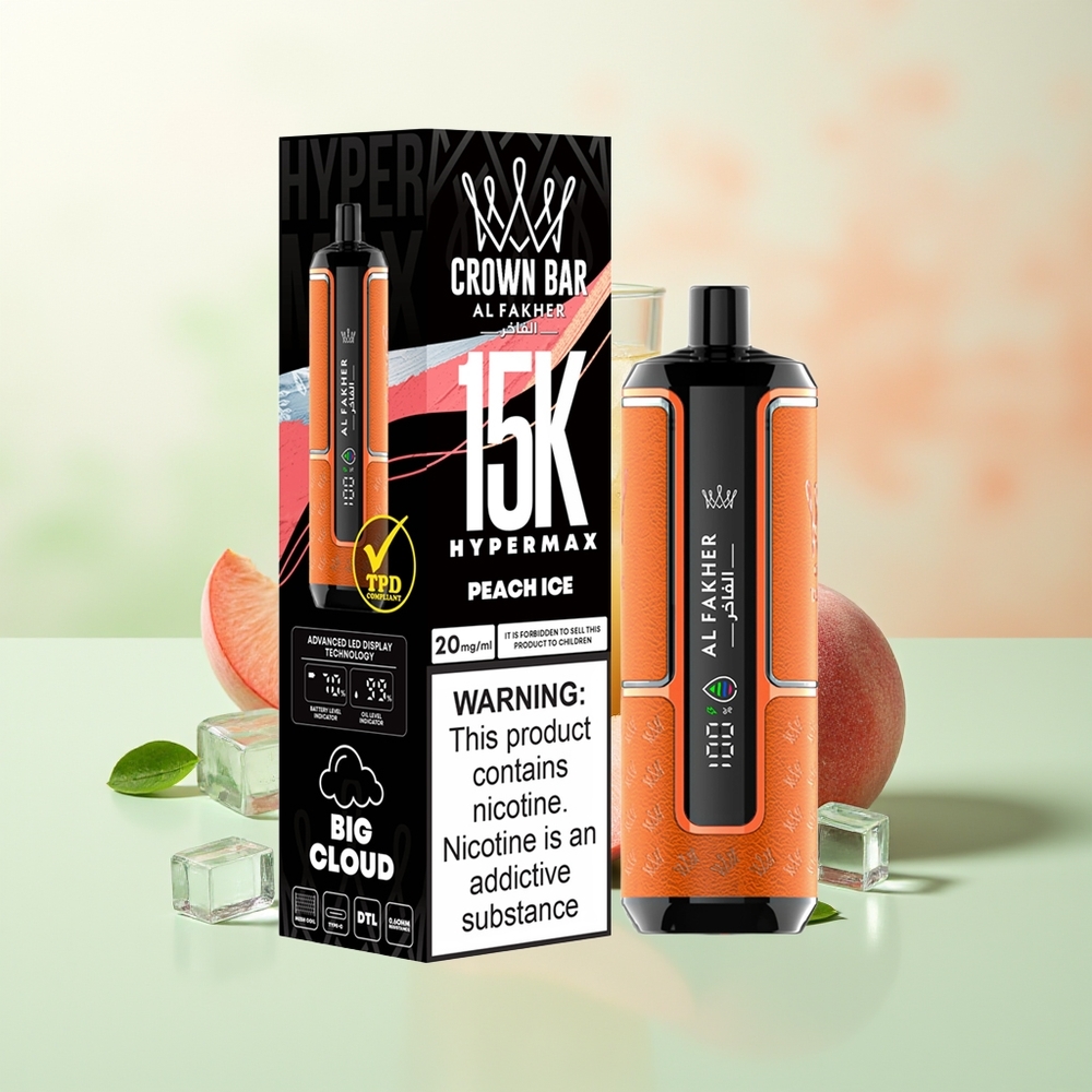 Al Fakher Crown Bar 15K Hypermax Wegwerf-Vape-Kit Pfirsich-Eis