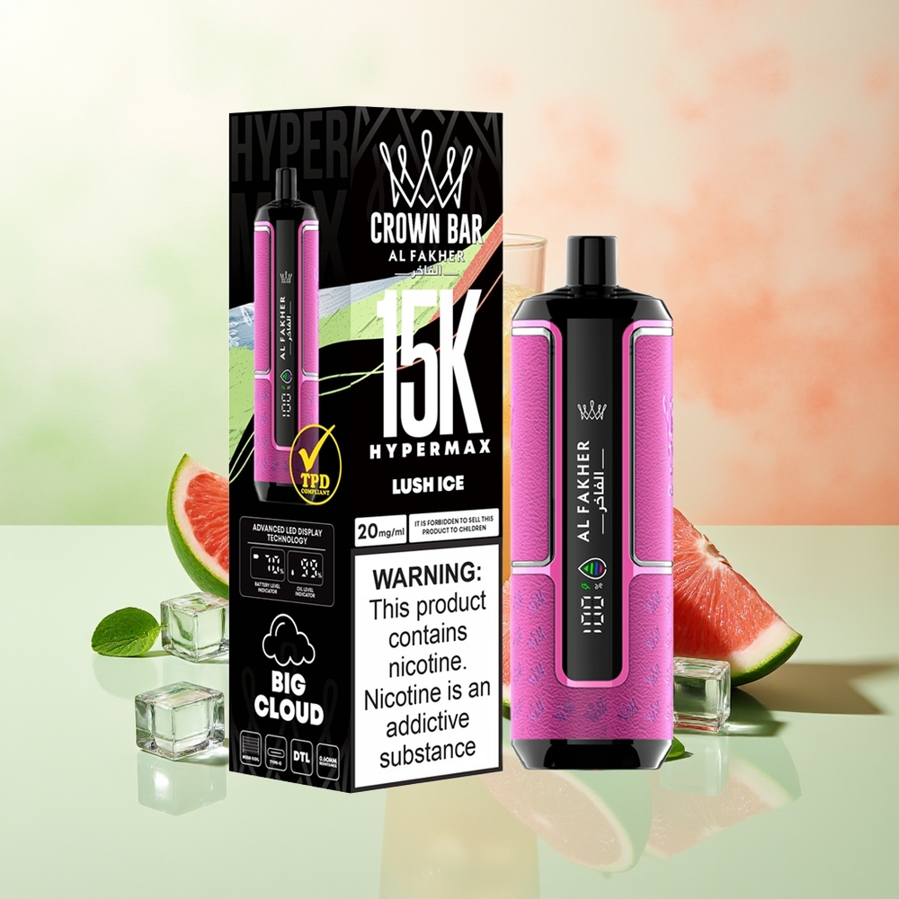 Al Fakher Crown Bar 15K Hypermax Wegwerf-Vape-Kit Saftiges Eis
