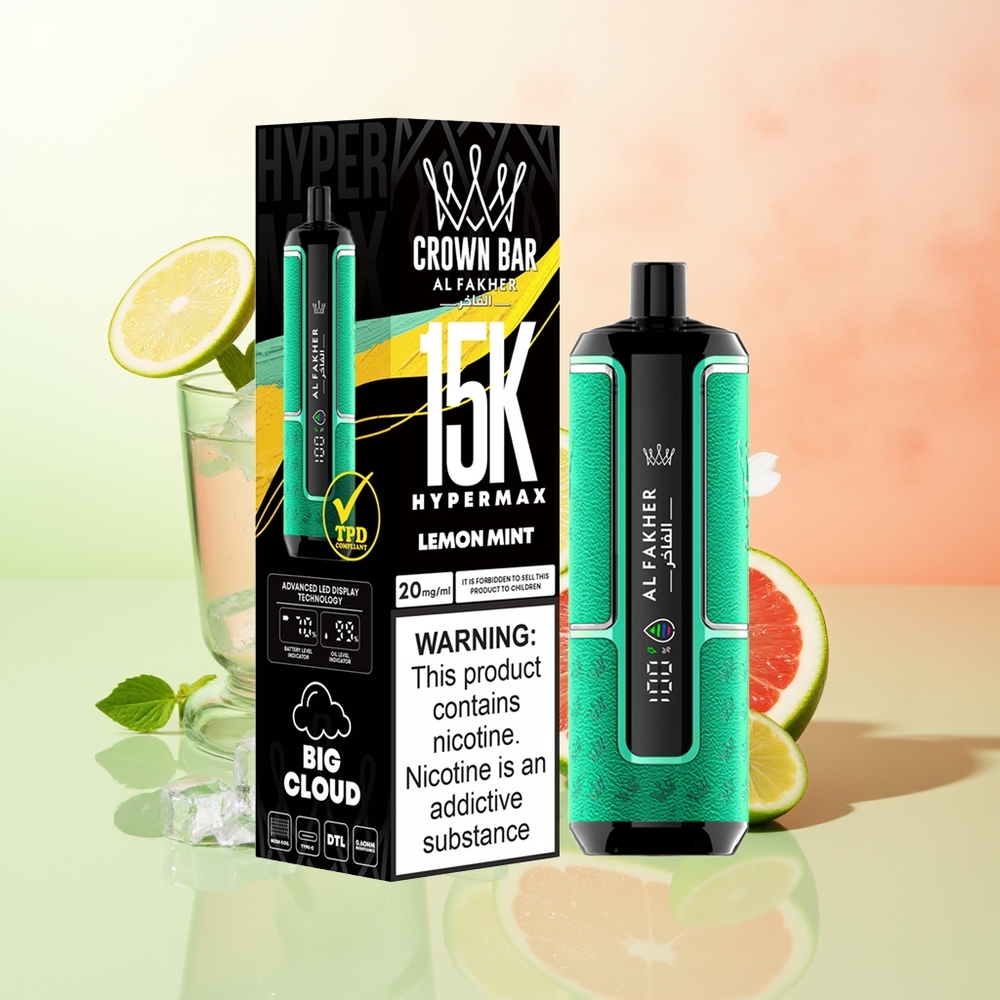 Al Fakher Crown Bar 15K Zitronen-Minze Hypermax Wegwerf-Vape-Kit
