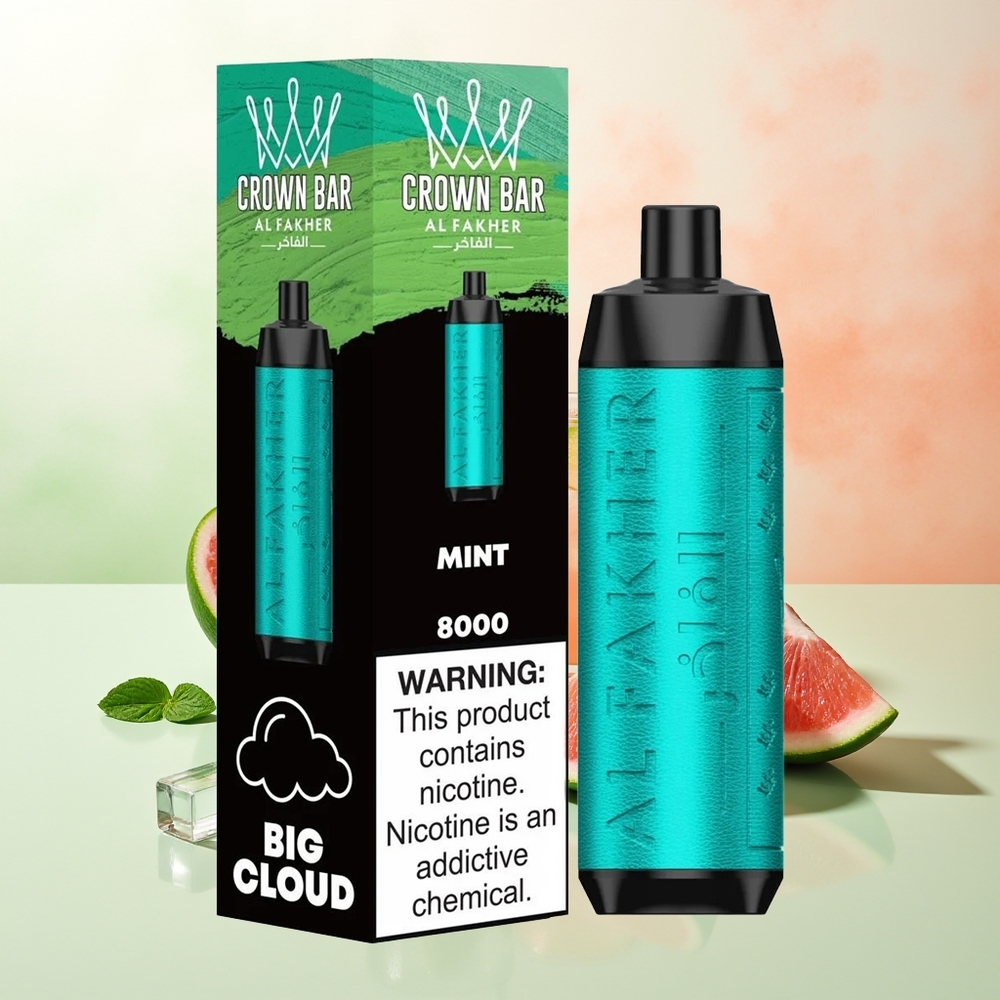 Al Fakher Crown Bar 8000 Kristall Einweg Vape Minze mit 18ml e-Liquid und 5mg Nikotin