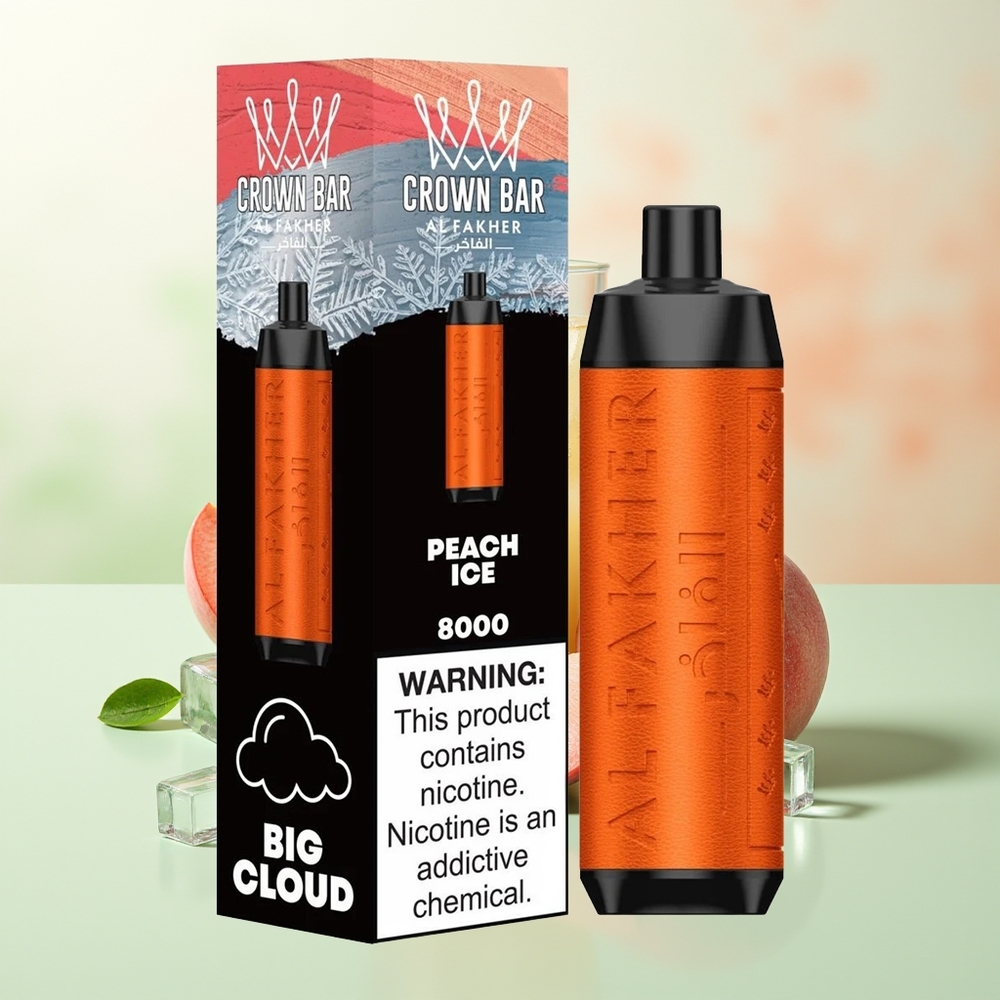 Al Fakher Crown Bar 8000 Kristall Einweg-Vape Pfirsich Eis
