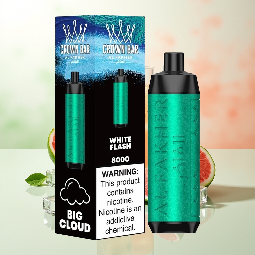Al Fakher Crown Bar 8000 Kristall Einweg-Vape Weißblitz 600mah 18ml 5mg 0.6ohm