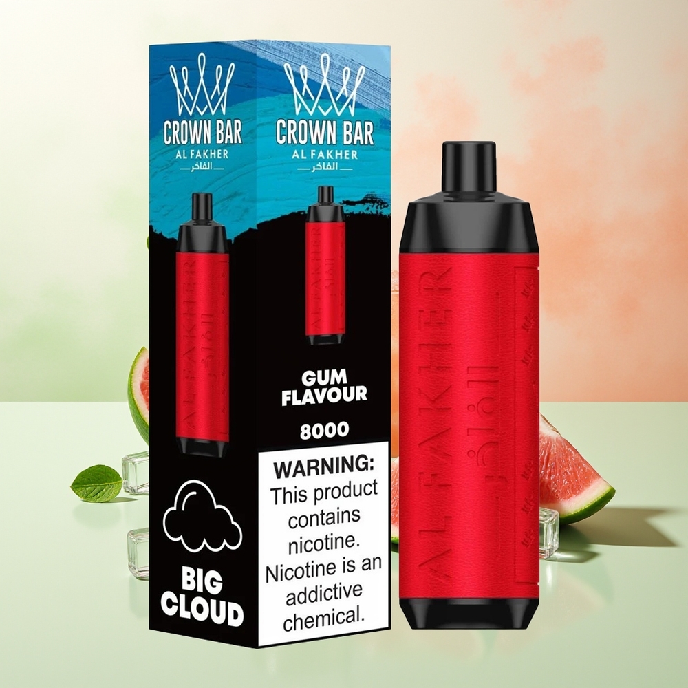 Al Fakher Crown Bar 8000 Kristall Wegwerf-Vape Kaugummi-Geschmack 600mAh Typ-C 18ml 5mg 0.6 Ohm