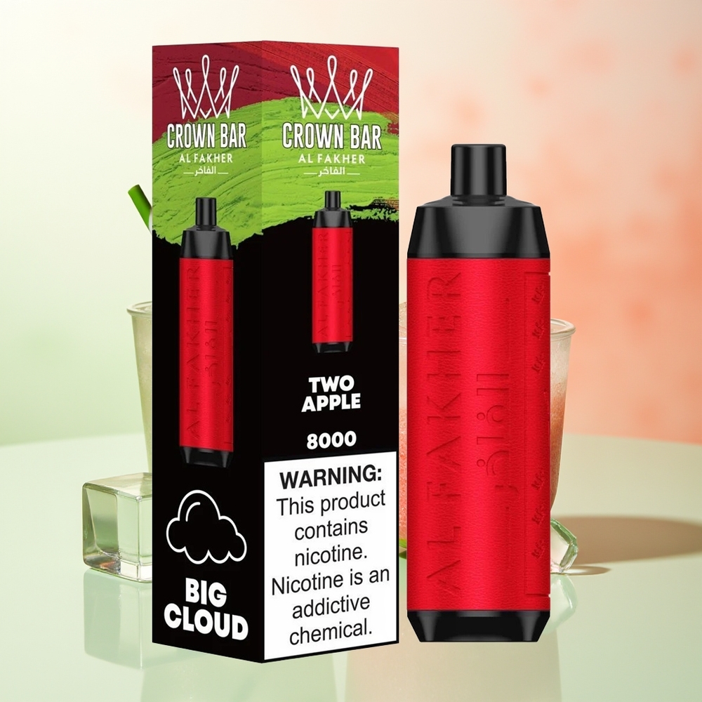 Al Fakher Crown Bar 8000 Zwei Apfel Kristall Einweg-Vape 600mAh 18ml 5mg 0.6 Ohm
