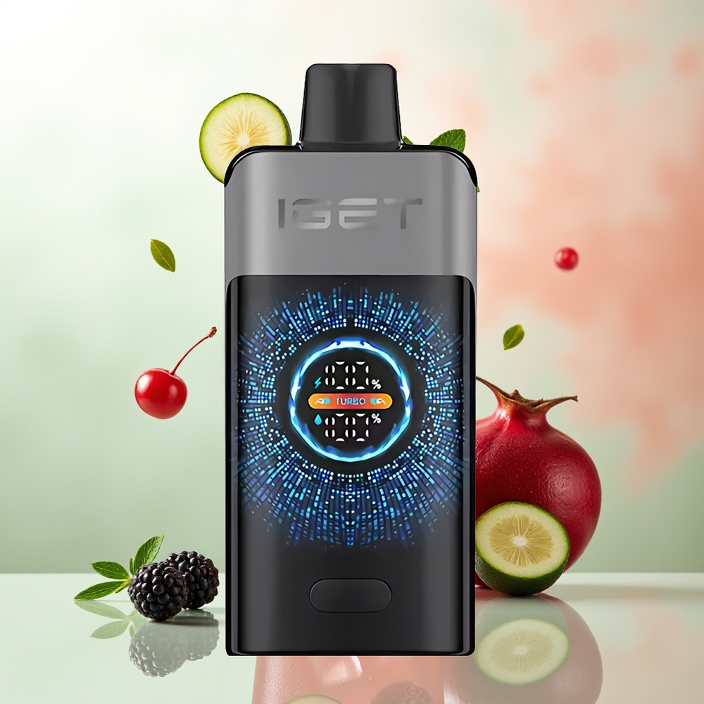 IGET ONE 12000 Züge Schwarzbeere-Kirsche-Granatapfel 2700 mAh Dual Mesh Curved Screen