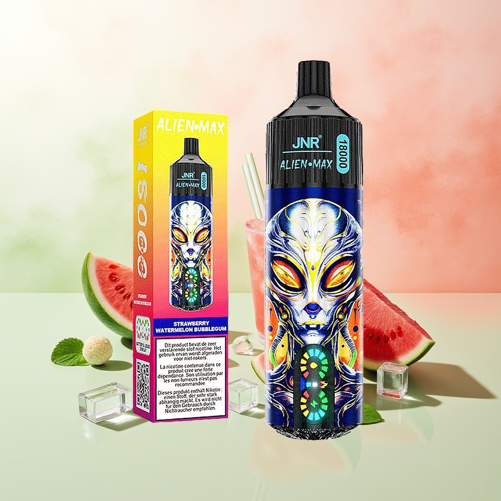 JNR Alien Max 18000 Züge Erdbeer-Wassermelone Bubblegum Dual Mesh Coil LED Display 28ml Typ-C