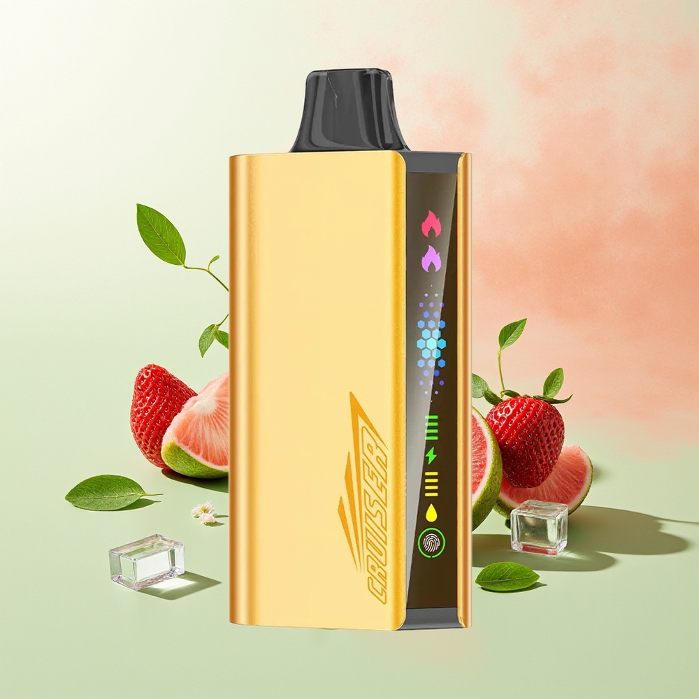 JNR Cruiser 12000 Puffs Chupa Chups Erdbeer No-Charge Einweg-Vape mit 3500 mAh Akku 25ml E-Liquid Dual Mesh Coil Animation Display Aluminiumgehäuse