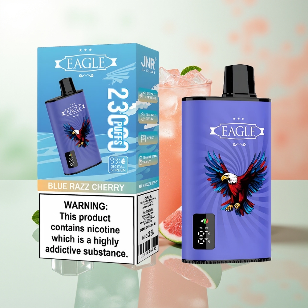 JNR EAGLE Smart 23000 Puffs Blaue Himbeere Kirsche Digital Bildschirm 1.0ohm Mesh Coil Einstellbare Luftzufuhr