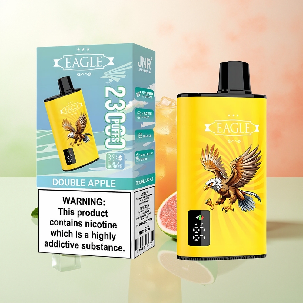 JNR EAGLE Smart 23000 Puffs Doppelapfel Digital Display 1.0ohm Mesh Coil Einstellbare Luftzufuhr 750mAh Typ-C 25ml 2% Nikotin