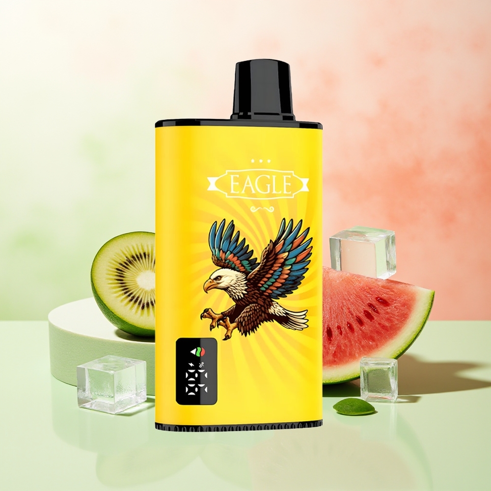 JNR EAGLE Smart 23000 Züge Kiwi Wassermelone Eis Digital Bildschirm 1.0ohm Mesh Coil Einstellbare Luftzufuhr 750mAh Akku Typ-C Ladeanschluss 25ml E-Liquid Kapazität 2% Nikotin