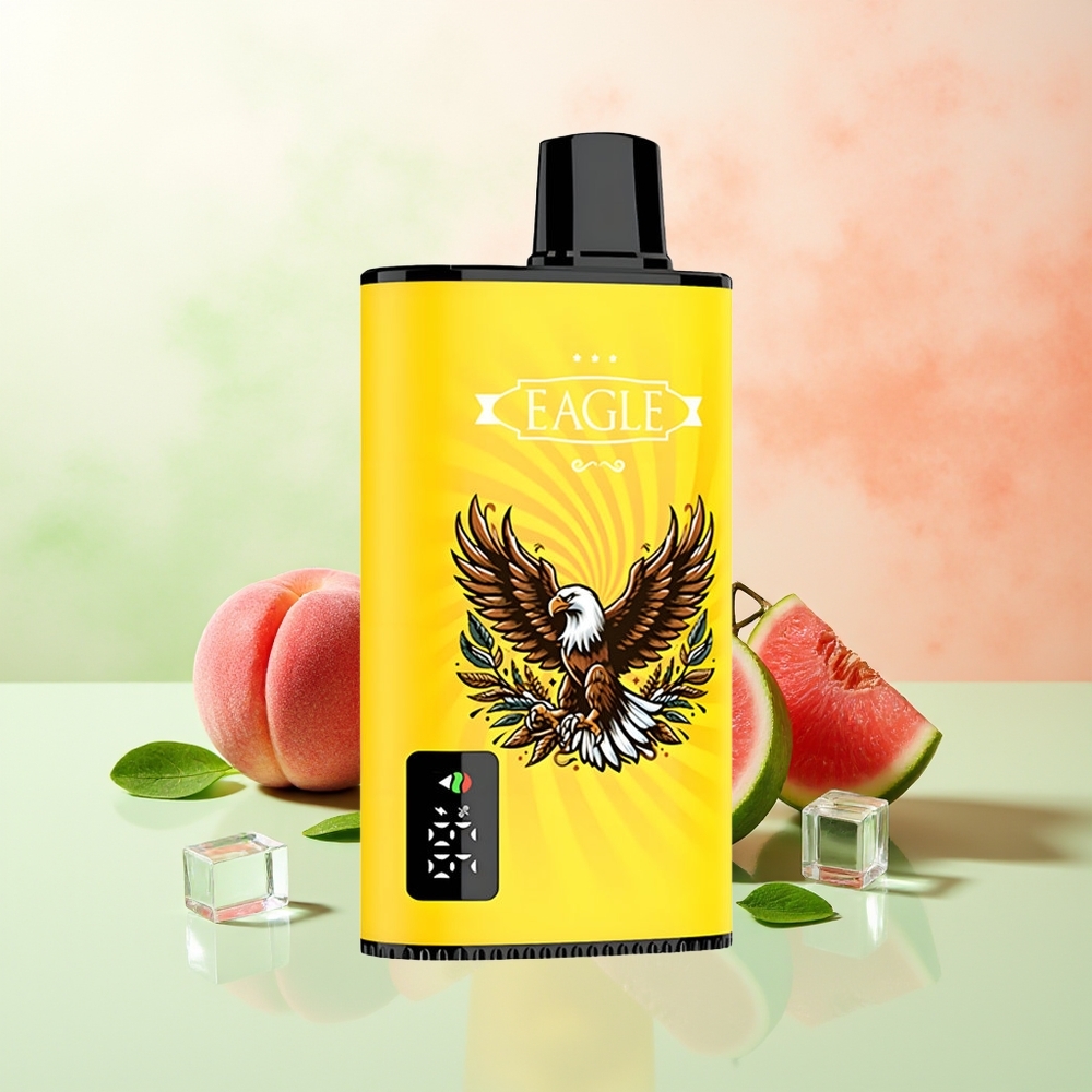 JNR EAGLE Smart 23000 Züge Pfirsich Mango Wassermelone Digitales Display 1.0ohm Mesh Coil Einstellbarer Luftstrom 750mAh Typ-C Ladeanschluss 25ml E-Liquid 2% Nikotin