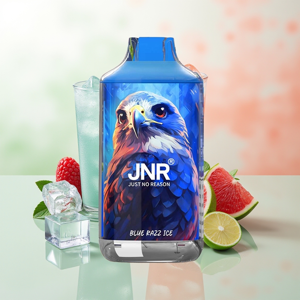 JNR Falcon 16000 Züge Blau Himbeere Eis Dual Mesh Coil 850mAh 22ml Typ C & Lightning Smart LED 0% 2%