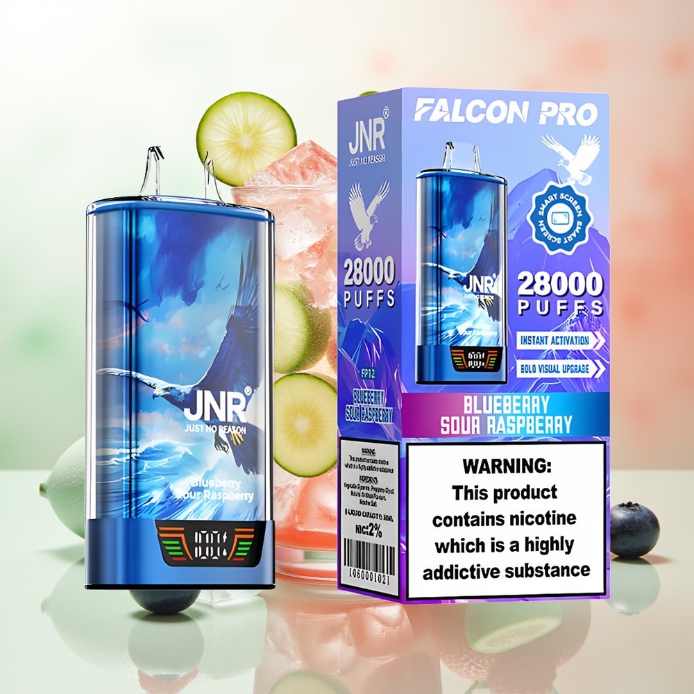 JNR Falcon Pro 28000 Blauereibe-Saurbeere 30ml 950mAh Dual Mesh Smart Display USB-C MTL