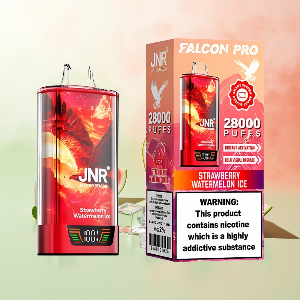 JNR Falcon Pro 28000 Wegwerf-Vape Erdbeer-Wassermelone-Eis 30ml 950mAh Dual Mesh Coil Smart Display USB-C MTL