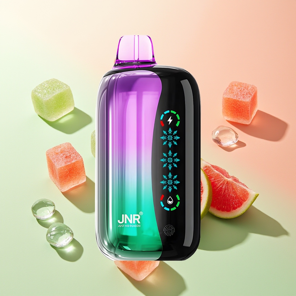 JNR Flex Ice 21000 Püffe Einweg-Vape Sauerkirsch-Gummis Eistemperatur Anpassbar 26ml E-Liquid Dual Mesh 1.2 Ohm Typ-C-Ladung 1000mAh