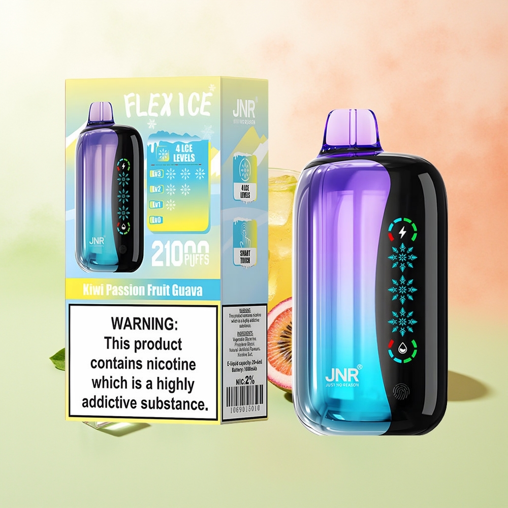 JNR Flex Ice 21000 Züge Einweg-Vape Kiwi Passionsfrucht Guave Einstellbarer Luftstrom Typ-C Ladeanschluss