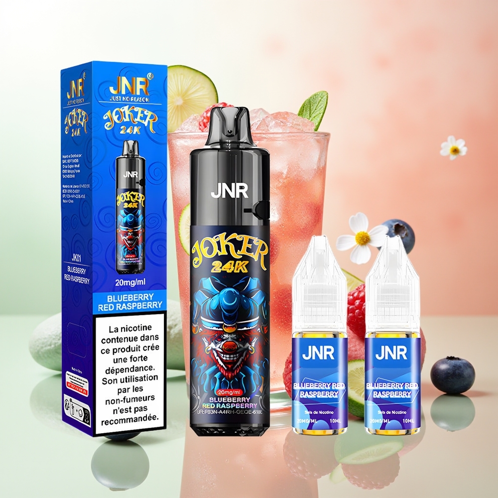 JNR Joker 24000 Puffs Blaubeere Rote Himbeere Refillbar 2+10ml 800mAh Typ-C