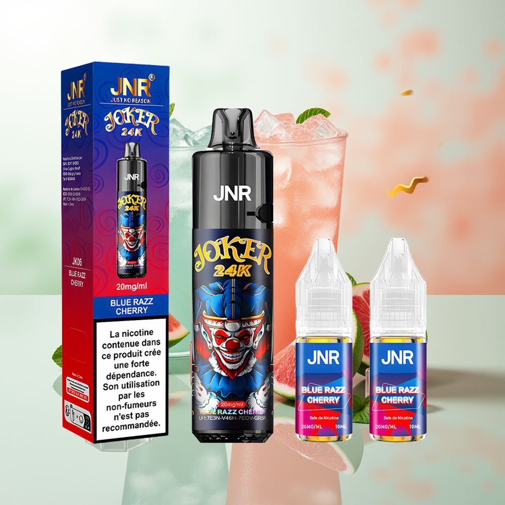 JNR Joker 24000 Züge Blaue Himbeere-Kirsche Wiederbefüllbar 10ml 800mAh Typ-C