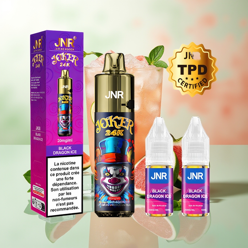 JNR Joker 24000 Züge Schwarz Drache Eis Refillbar 2+10ml Sichtbar 800mAh Typ-C
