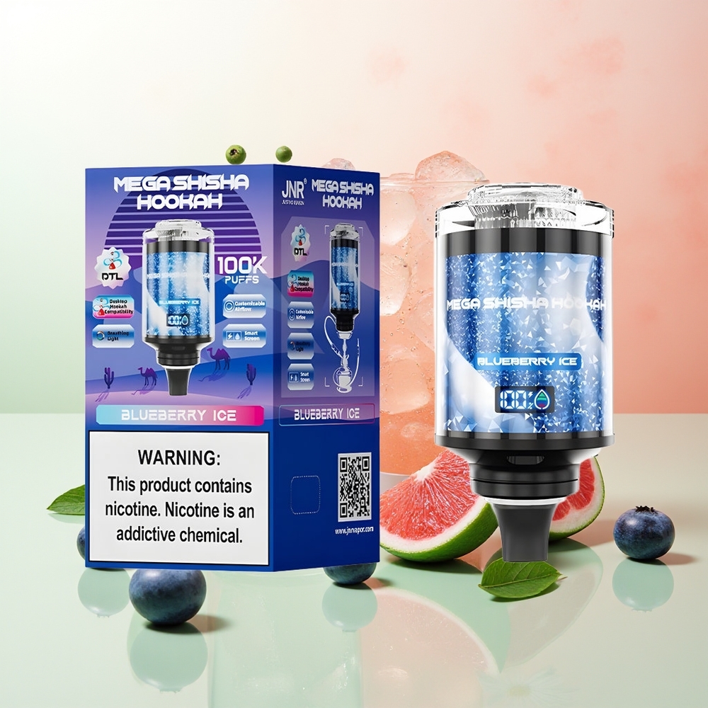JNR Mega Shisha Hookah 100K 2200mAh Heidelbeer-Eis Desktop Kompatibilität
