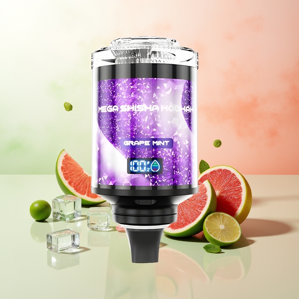 JNR Mega Shisha Hookah 100K Desktop Kompatibilität 100.000 Züge 60ml Weintraube Minze 2200mAh Typ-C Schnellladung Interaktiver Smart-Bildschirm Einstellbarer Luftstrom