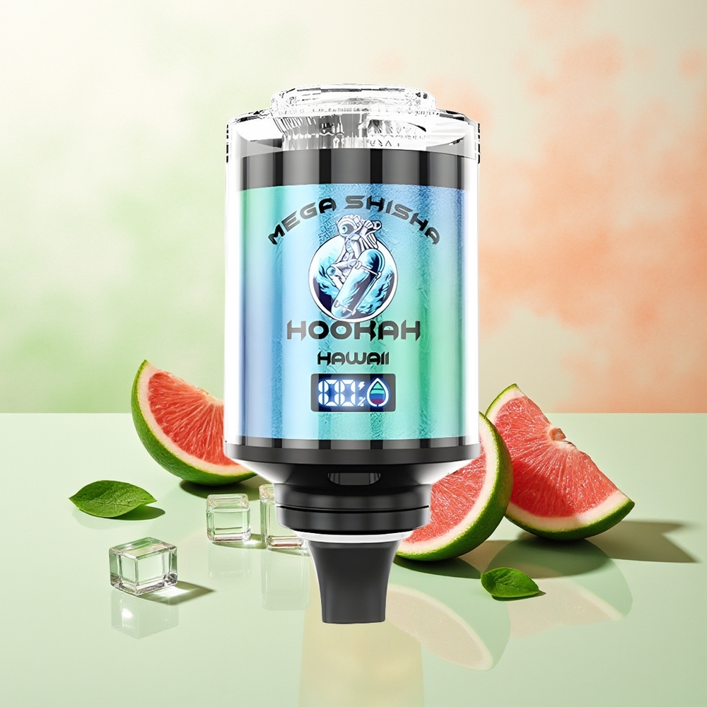 JNR Mega Shisha Hookah 100K Desktop Kompatibilität Hawaii 70.2mm 100K 60ml 2200mAh Typ-C Atemlicht Interaktiver Smart-Bildschirm Einstellbare Luftströmung 2% Nikotin