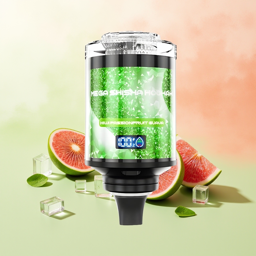 JNR Mega Shisha Hookah 100K Kiwi Passionsfrucht Guave Desktop Kompatibel Interaktives Smart Display 2200mAh Typ-C Schnellladung