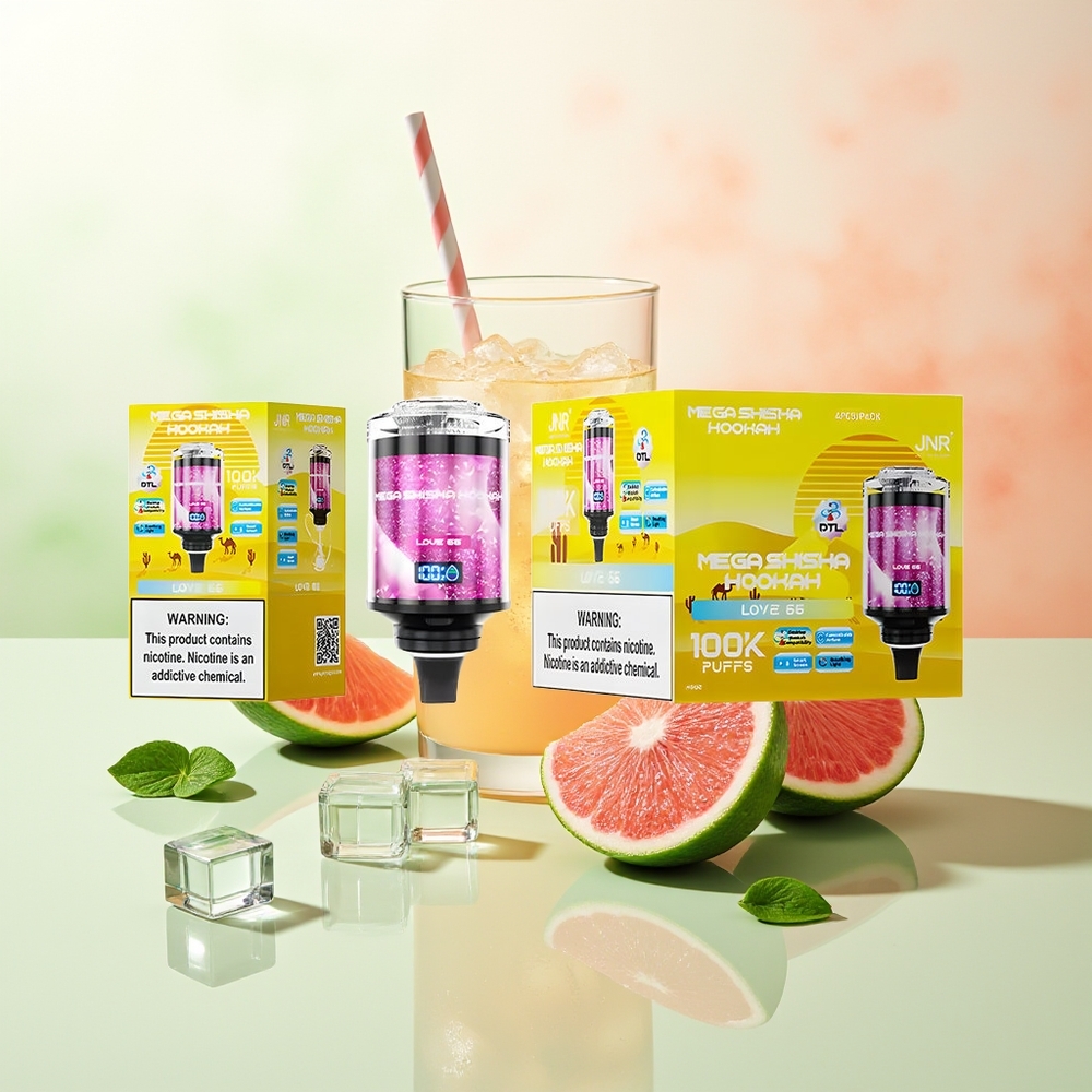 JNR Mega Shisha Hookah 100K Liebe 66 Typ-C Schnellladung 2200mAh Interaktiver Smart Bildschirm 60ml E-Liquid