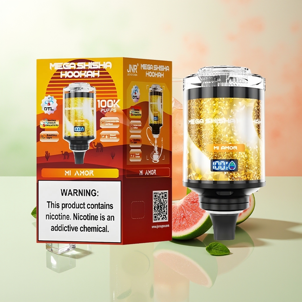 JNR Mega Shisha Hookah 100K Mi Amor Desktop Kompatibel Interaktiver Smart Bildschirm Einstellbarer Luftstrom Typ-C Schnellladung