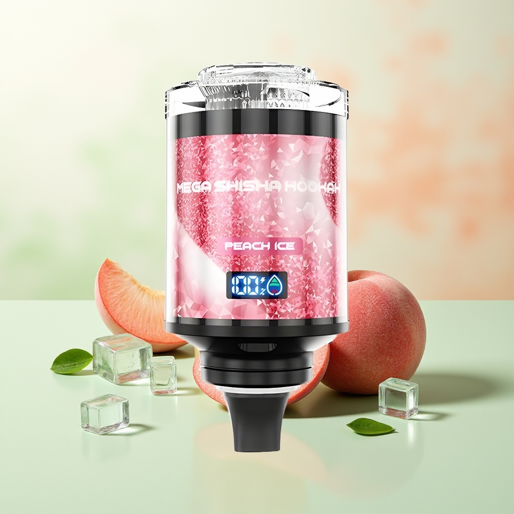 JNR Mega Shisha Hookah 100K Pfirsich Eis Desktop Kompatibilität Interaktives Smart Display Atmungsaktive Beleuchtung Einstellbarer Luftstrom