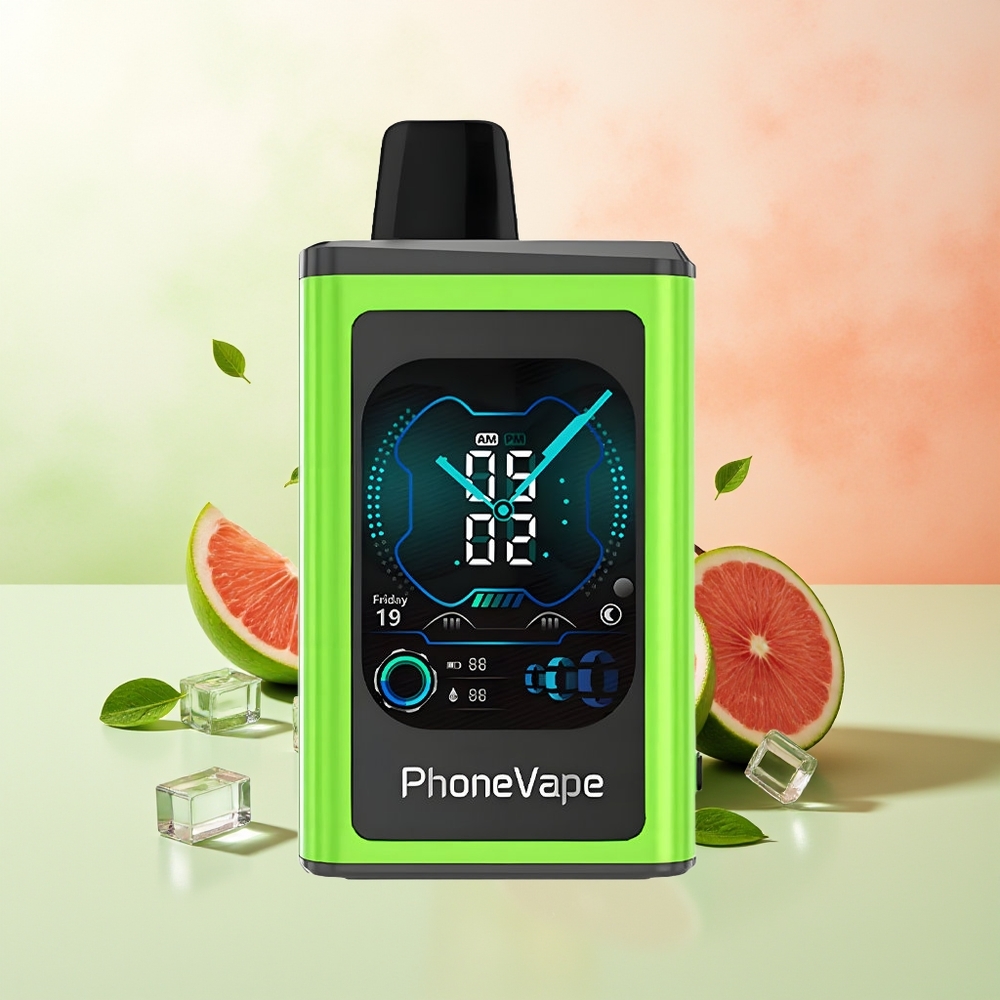 JNR PhoneVape 30000 Züge Einweg-Vape Saures Apfel Eis Turbo Modus Typ-C Aufladbar Vollbildschirm App-Gesteuert