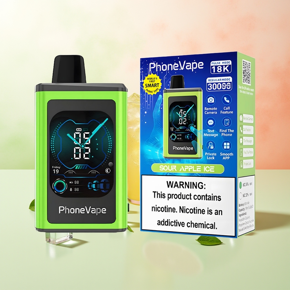 JNR PhoneVape 30000 Züge Einweg-Vape Saures Apfel Eis Turbo Modus Typ-C Aufladbar Vollbildschirm App-Gesteuert