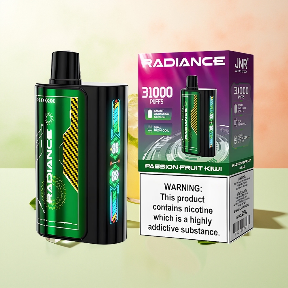 JNR Radiance 31000 Züge Passionsfrucht Kiwi Dual Mesh Coil Typ-C Ladeanschluss 950 mAh Akku