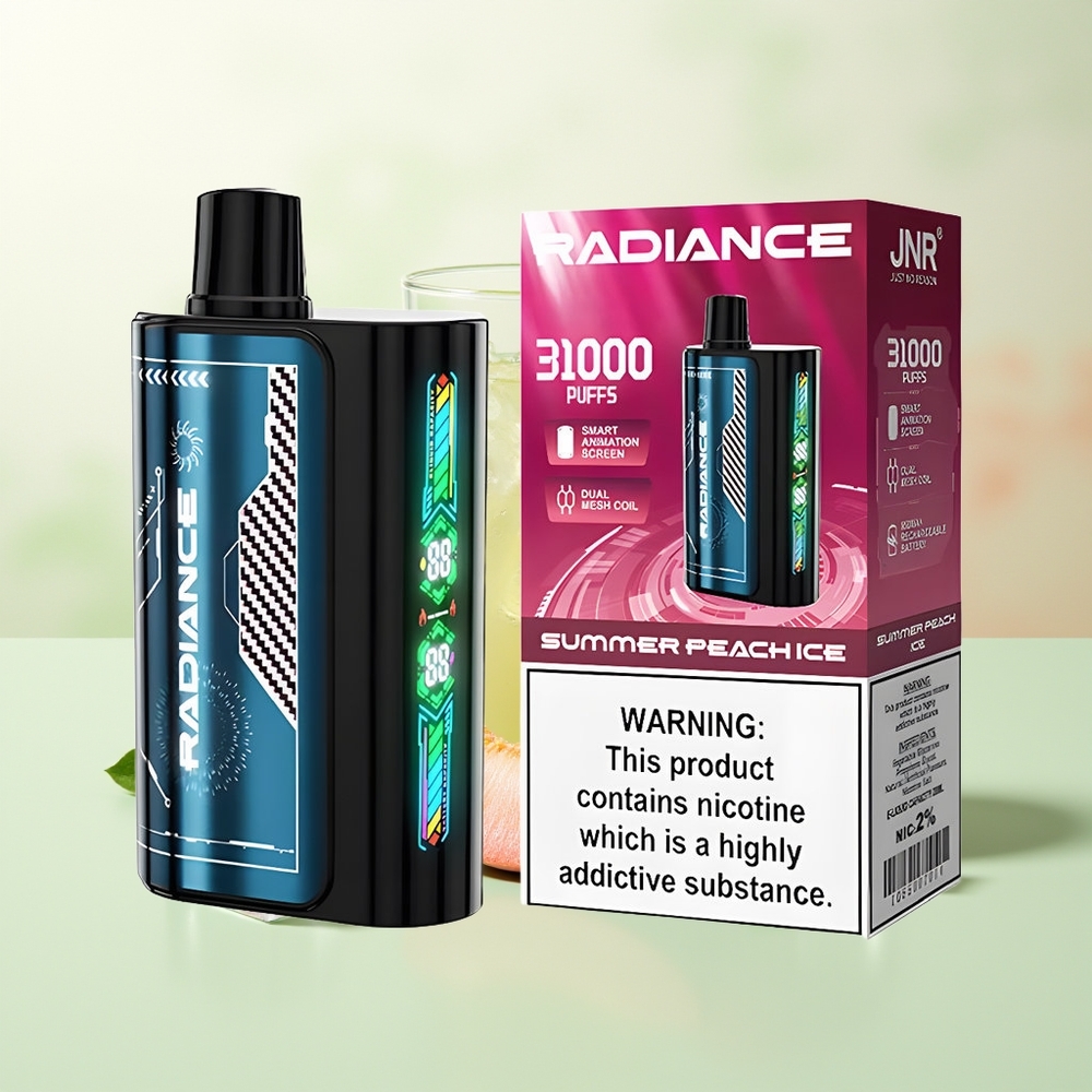 JNR Radiance 31000 Züge Sommer Pfirsich Eis 28ml Dual Mesh Smart Screen 950mAh Typ-C 2%