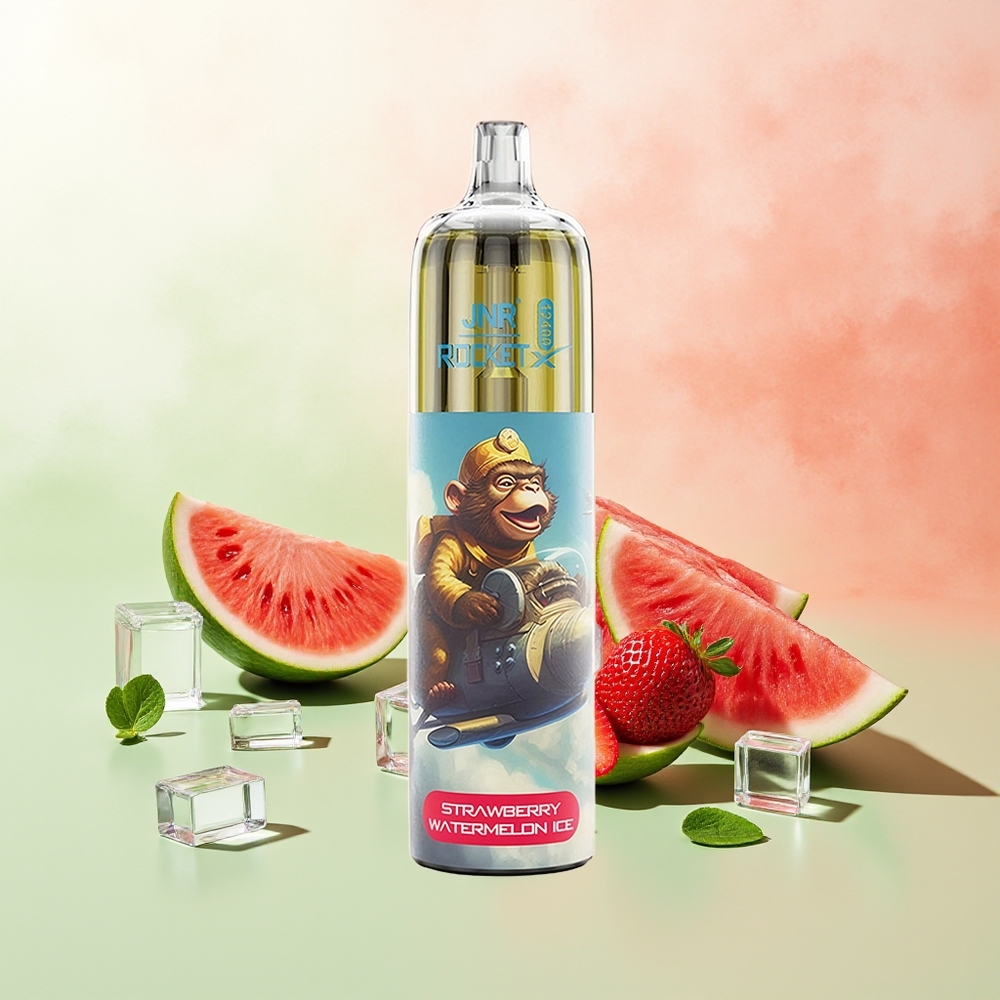 JNR Rocket-X 12400 Züge Erdbeer Wassermelone Eis Einstellbarer Luftstrom RGB Mesh Coil Typ-C Schnellladung