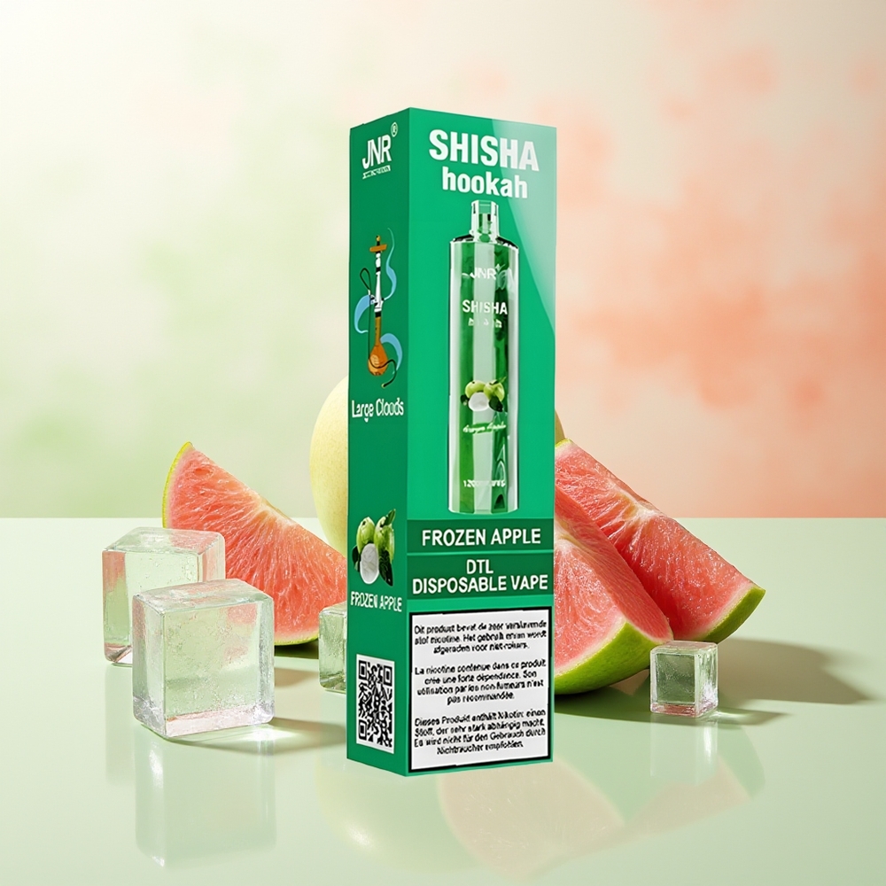 JNR Shisha Hookah 12000 Züge Gefrorener Apfel Typ-C Schnellladung 24ml 750mAh 0,6 Ohm Mesh Coil