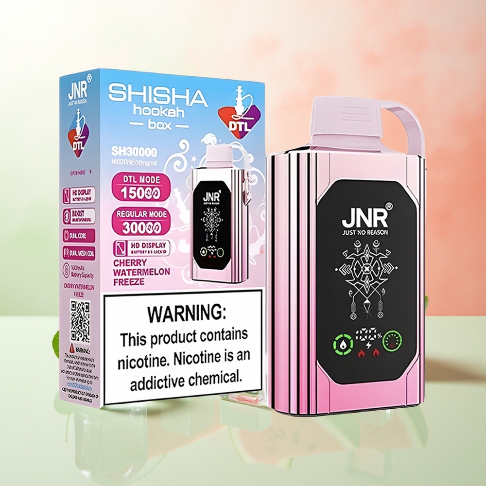 JNR Shisha Hookah Box 20500 HD Display 25ml Dual Mesh Coil Typ-C Cherry Wassermelone Freeze
