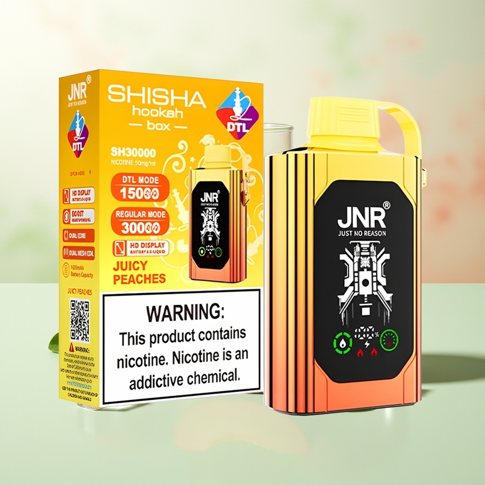 JNR Shisha Hookah Box 20500 Puffs HD Display 1000mAh 25ml Dual Mesh Coil Type-C Juicy Pfirsiche