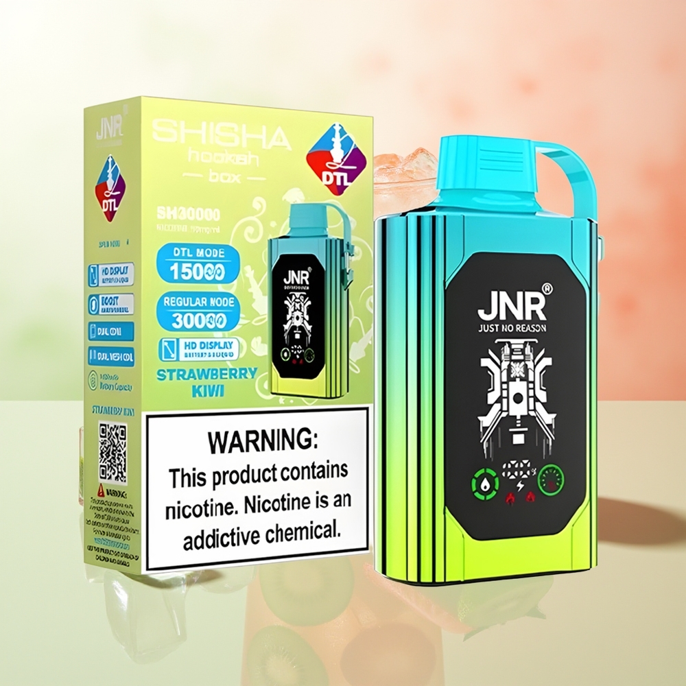 JNR Shisha Hookah Box 20500 Züge Erdbeer-Kiwi HD Display 1000mAh 25ml Dual Mesh Coil Dual Core Type-C Schnellladung 0%2%5%