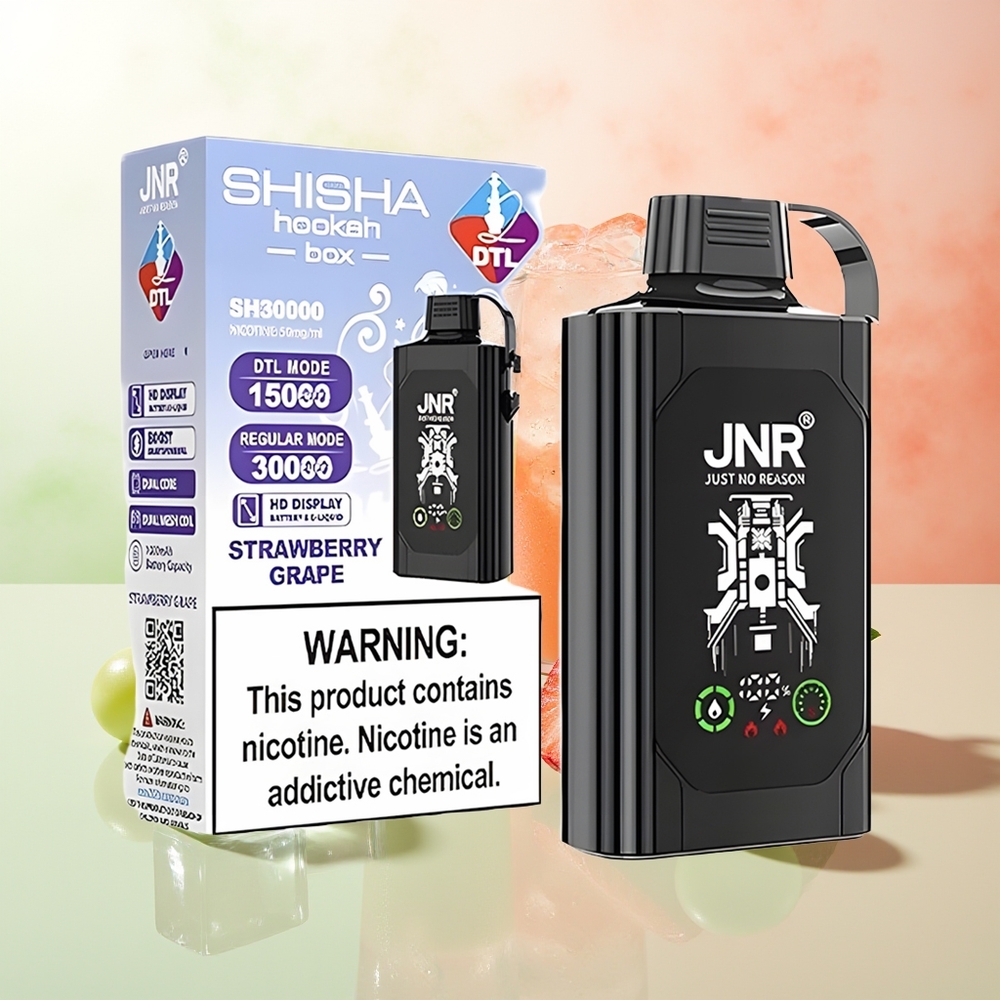 JNR Shisha Hookah Box 20500 Züge Erdbeer Traube HD Display 1000mAh 25ml Dual Mesh Coil Type-C Quick Charge 0% 2% 5%
