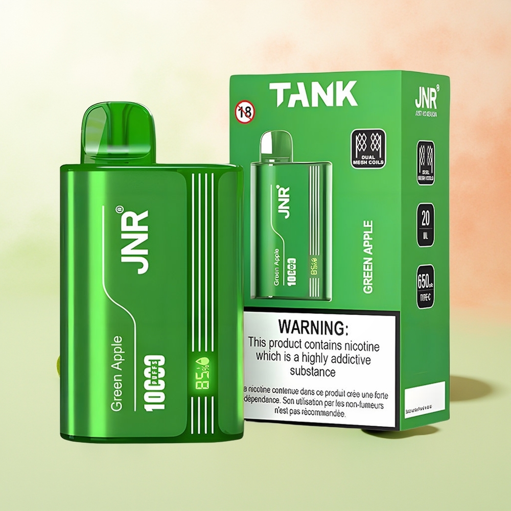 JNR Tank 10000 Züge Grüner Apfel Pfirsich Birne Digital Display Dual Mesh Coil Typ-C Schnellladung